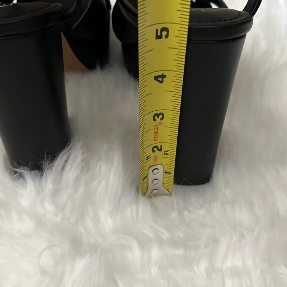 🆕 Lisa Vicky Leather Strappy Platform Heel Sandals Black Size 8